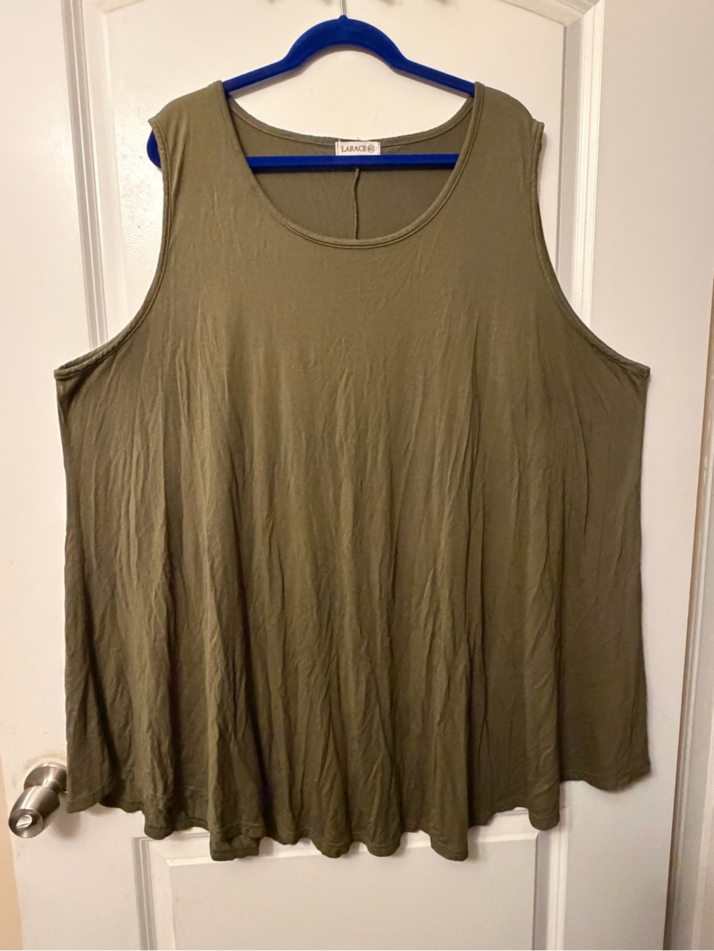 Larace 6X Sleeveless Olive Green Swing Tunic Tank Rounded Neckline